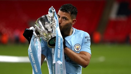 ​MAIN MAN: Sergio Agüero's first goal in a European domestic final sent City on their way.