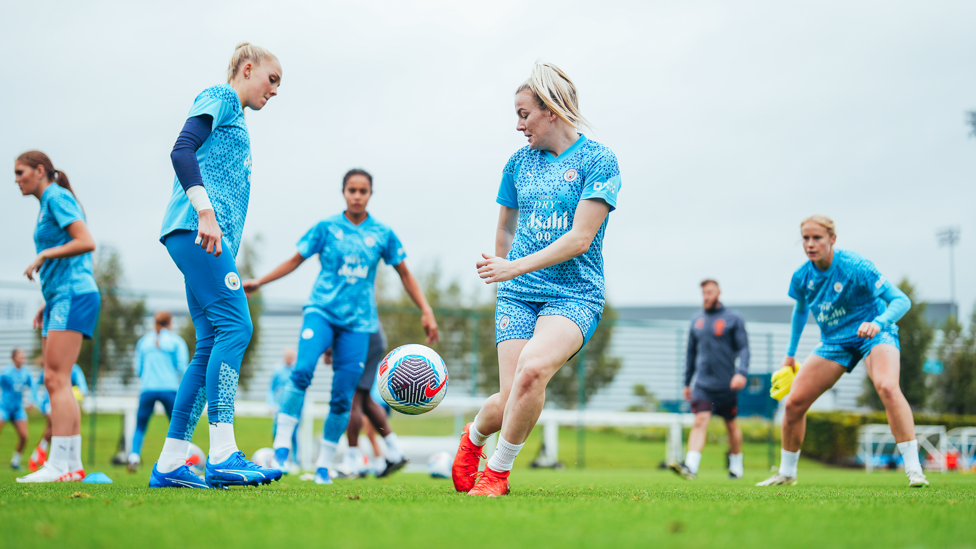 MOVING ON UP: The City players go through their paces.