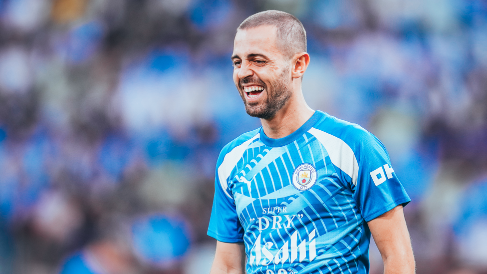 CLOSE SHAVE : Bernardo Silva shows off his new haircut in the warm-up