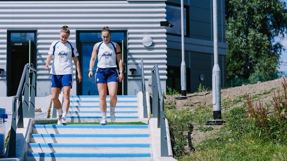 GO TIME: Sam Coffey and Niamh Charles head into training