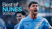 Graphic featuring a football player in a Manchester City jersey with text 'Best of Nunes 2025/26'.