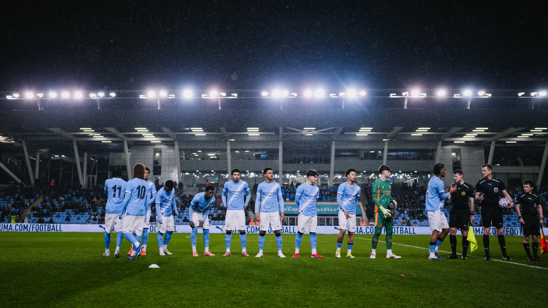 NIGHTS UNDER THE LIGHTS : City's team ready to take on Everton.
