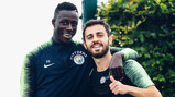 TEAM MATES: Benjamin Mendy and Bernardo pose for a picture!