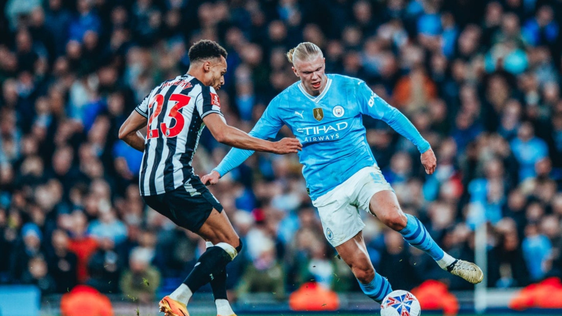 DRIVING FORCE: Erling Haaland takes the fight to Newcastle.