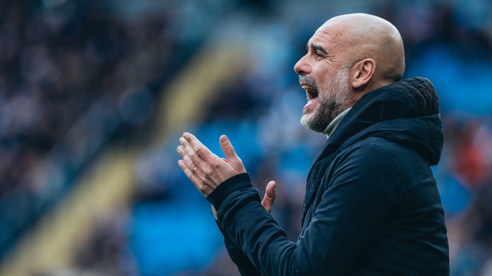 COME ON : Pep encourages his side