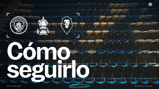 Graphic displaying Manchester City and FA Cup logos with seating background, text 'Cómo seguirlo' and match details.
