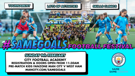 FESTIVAL FUN: As part of our #SameGoals campaign, we are hosting the #SameGoals Football Festival ahead of our men’s Premier League fixture against West Ham on Sunday 9th February!