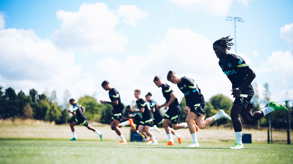 ACTION STATIONS : The lads go through a sprinting drill