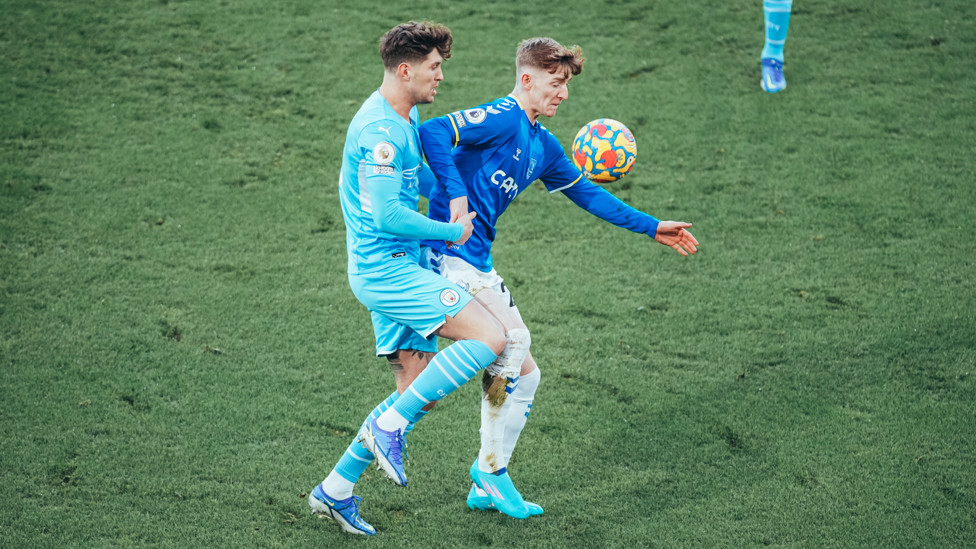 UP FOR THE FIGHT  : Stones grapples for the ball with Gordon 