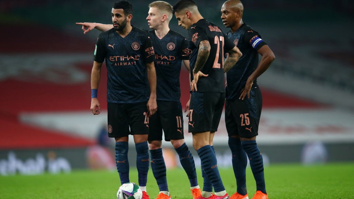 LINING UP: The lads decide who is going to take a set piece