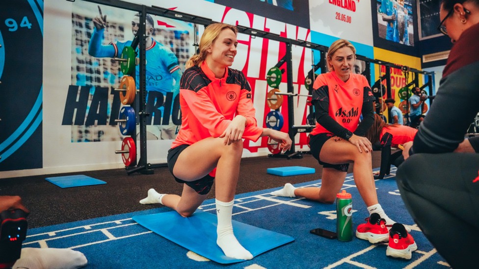 KNEES UP TIME: For Esme Morgan and Laura Coombs.