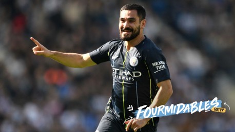 FOURMIDABLE: Ilkay Gundogan celebrates at Brighton.