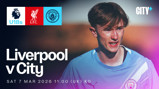 Promotional poster for the U18 Premier League match between Liverpool and Manchester City on Sat 7 Mar 2026 at 11:00 (UK) KO.