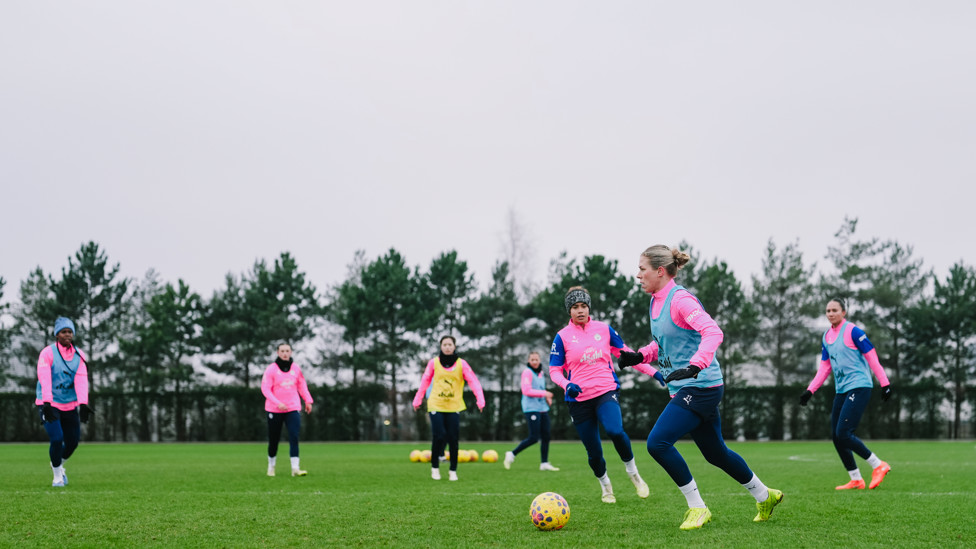 ATTACK V DEFENCE  : Rebecca Knaak brings the ball forward. 