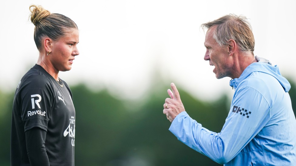 LISTEN AND LEARN : Poppy Pritchard receives instructions from Andree Jeglertz. 
