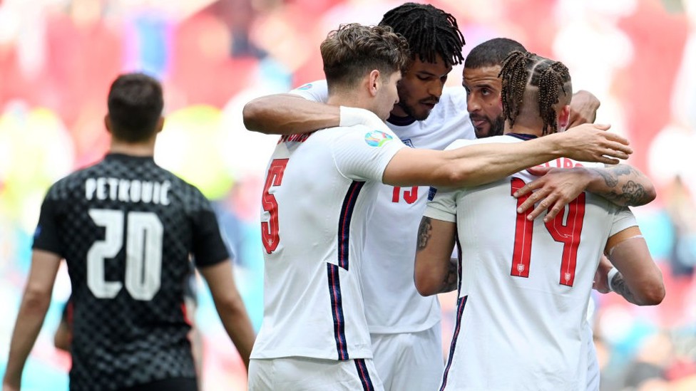 NO ENTRY : Stones and Walker helped England to their first clean sheet of the tournament too!