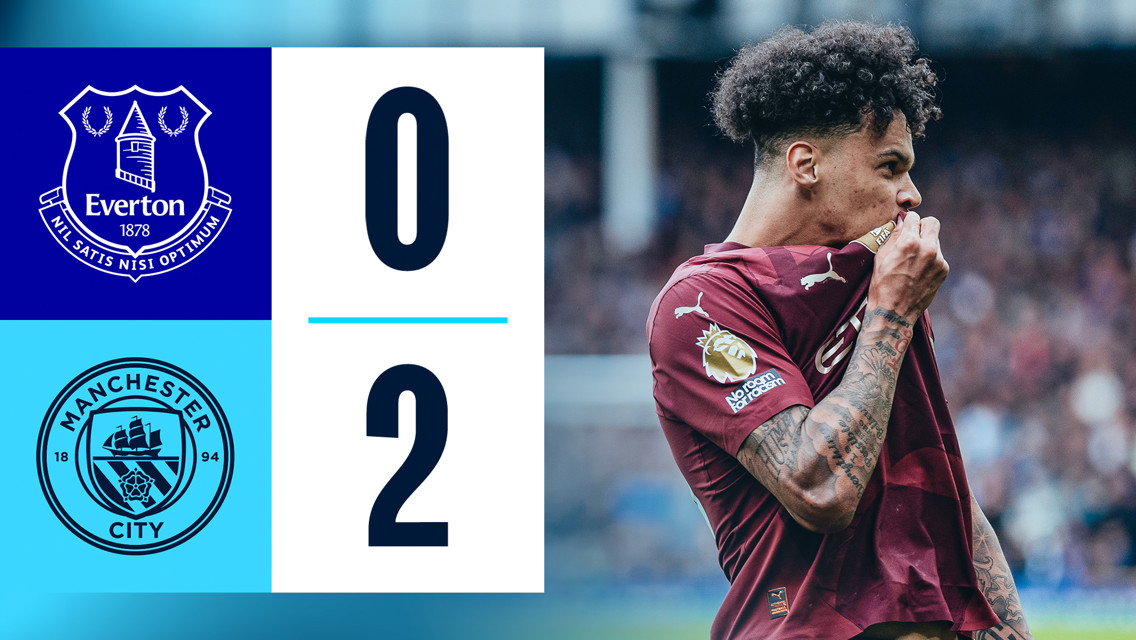 Brief highlights: Everton 0-2 City