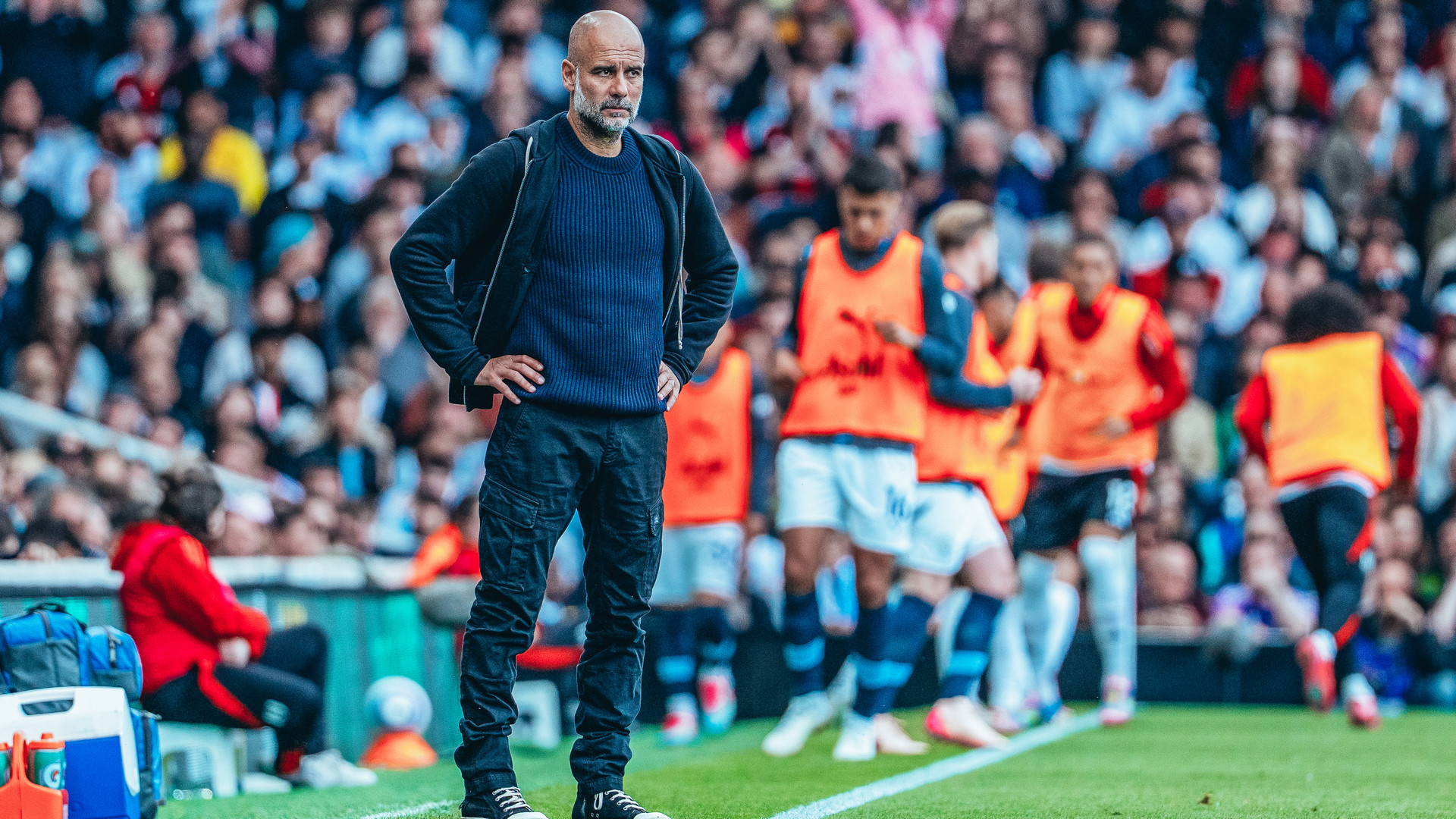 THE BOSS: Pep Guardiola looks on.
