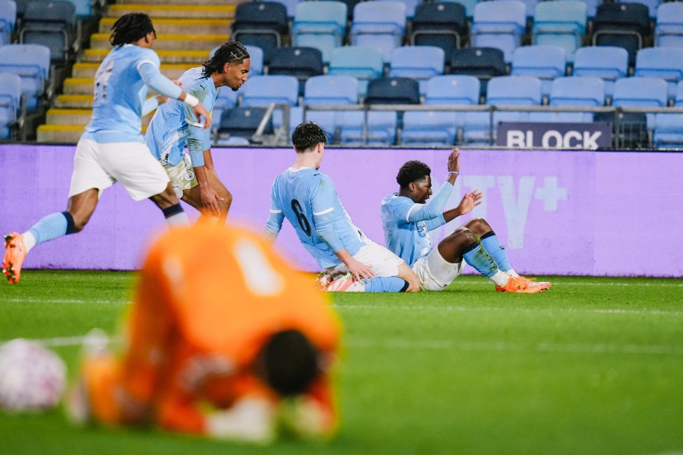 TAKING THE LEAD : Ryan McAidoo puts City ahead.