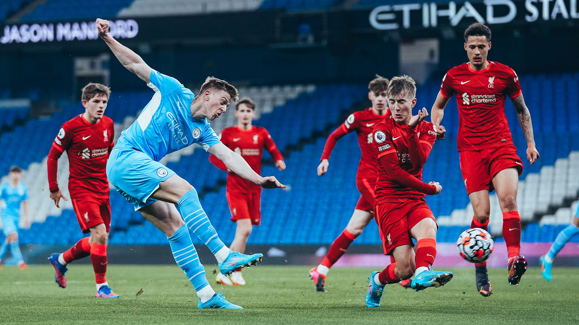 LETHAL LIAM : Delap in action for the EDS against Liverpool in March