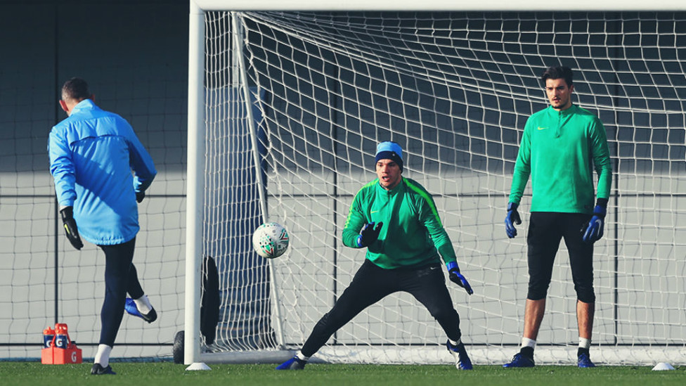 GLOVE STORY : Goalkeeper Ederson is put through his paces