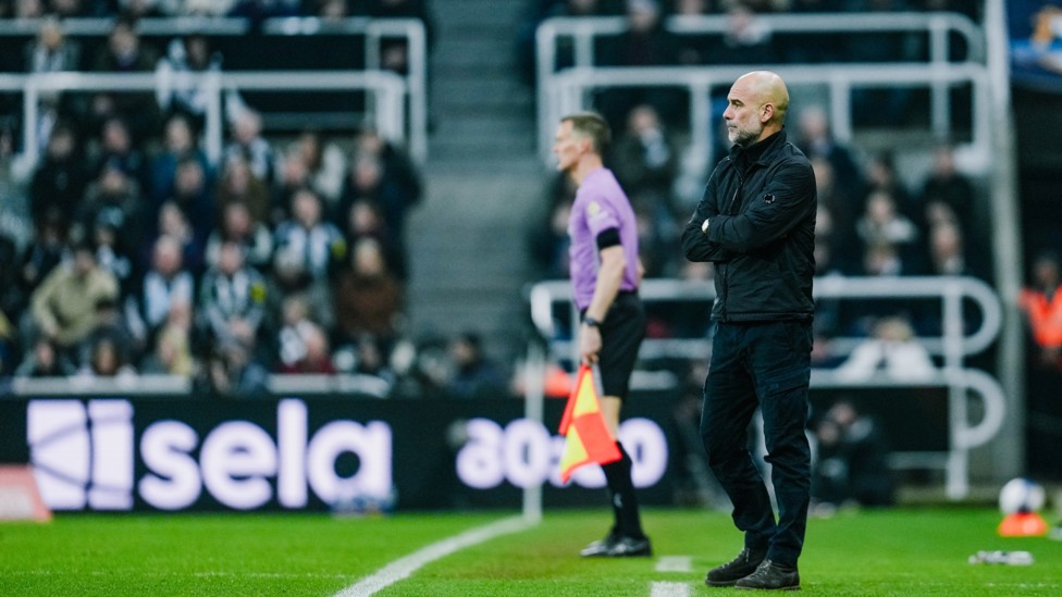 THE BOSS: Pep Guardiola watches on from the sidelines