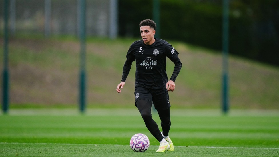 FORWARD THINKING : Rico Lewis with the ball