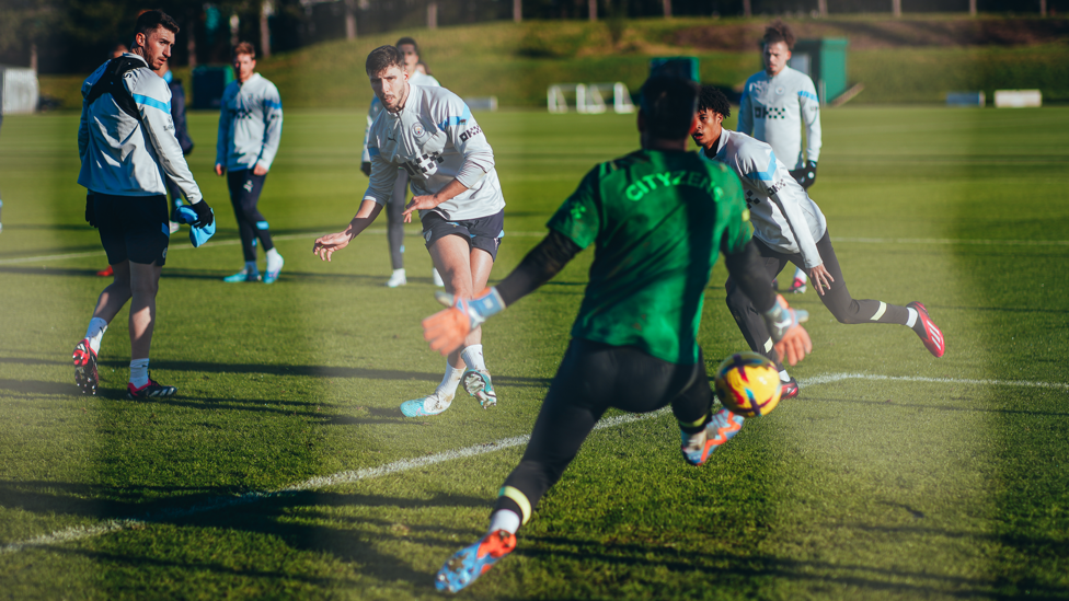 POWER PLAY: Ruben Dias lets fly with a shot.