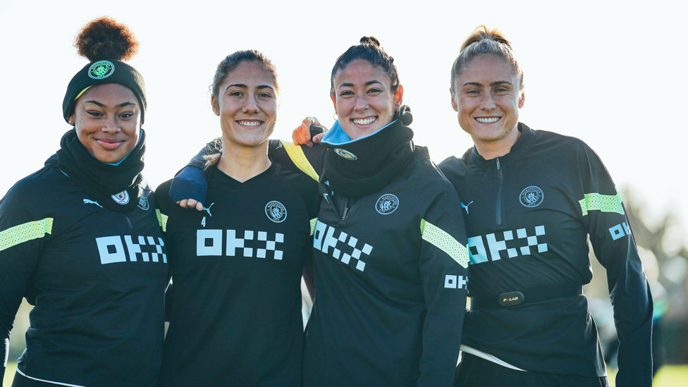 SQUAD GOALS : Khiara Keating, Laia Aleixandri, Leila Ouahabi and Steph Houghton pose for the camera