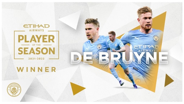 De Bruyne eleito Jogador Etihad da Temporada 2021/22