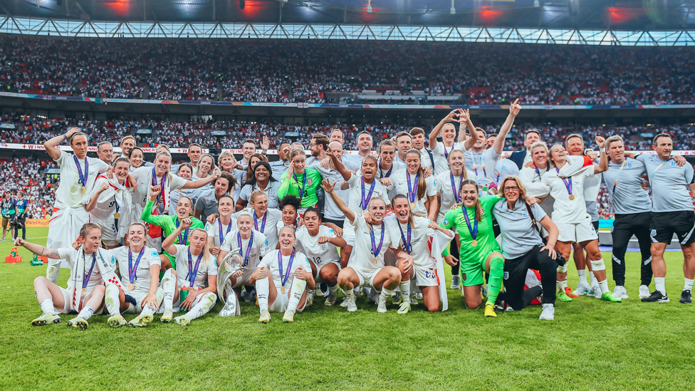 HISTORY MAKERS : England's entire squad celebrate the final victory at Wembley