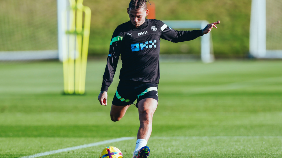 HE SHOOTS... : Kalvin Phillips lines up a shot 