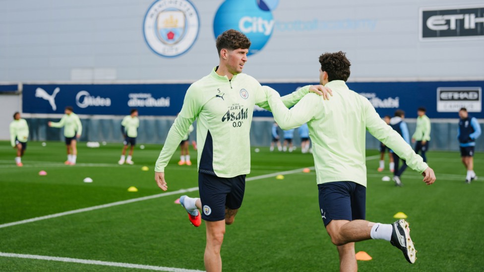 TWO'S COMPANY: John Stones and Mateo Kovacic lend each other a helping hand.