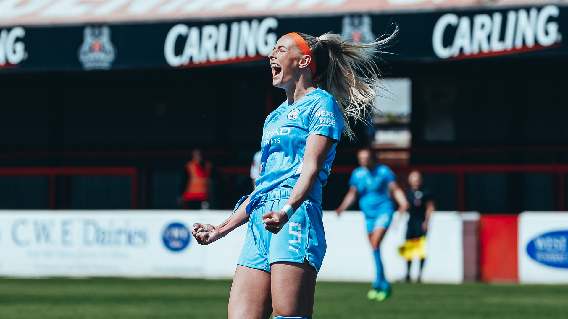 RETURNING WITH A BANG: Chloe Kelly latches onto a loose ball to fire in our second