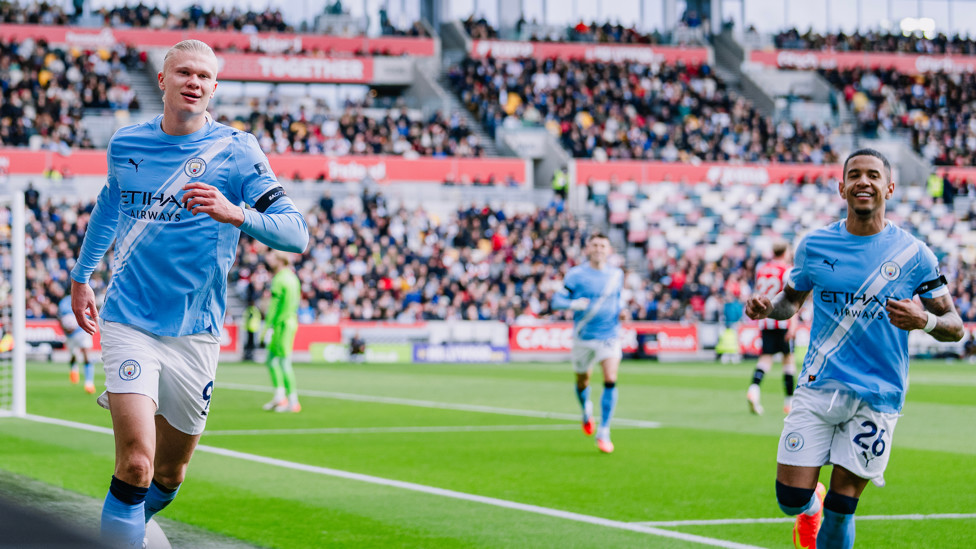 HAPPY HAALAND : Celebrates the opener.
