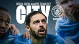 Cover of Manchester City's official digital magazine for March 2026 with team members in light blue kit and the Manchester City logo.