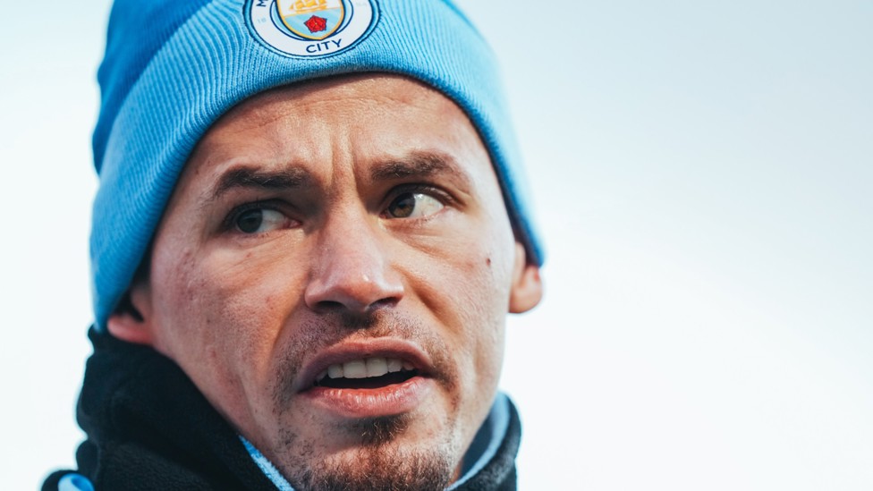 WHAT DID YOU SAY? : Kalvin Phillips checks over his shoulder. 