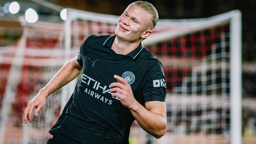 HAPPY HAALAND : Celebrating his 51st Champions League goal in his 50th appearance in the competition.