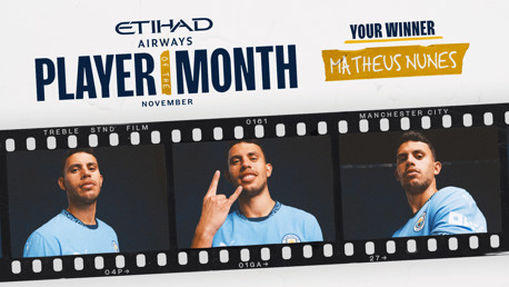 Nunes é eleito Jogador do Mês da Etihad em novembro
