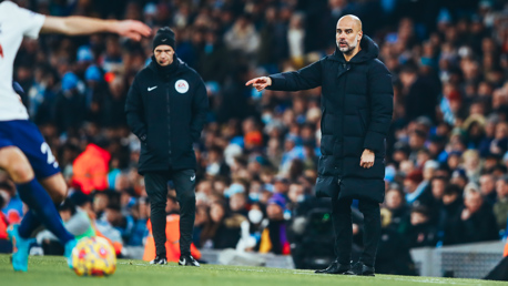 THE BOSS: Guardiola watches on.