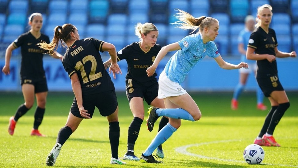 EUROPEAN STAGE : Morgan featured in both legs of City’s Champions League quarter-final against Barcelona in 2021