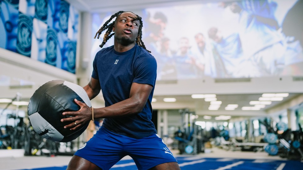 STRENGTH TRAINING : Jeremy Doku working up a sweat.