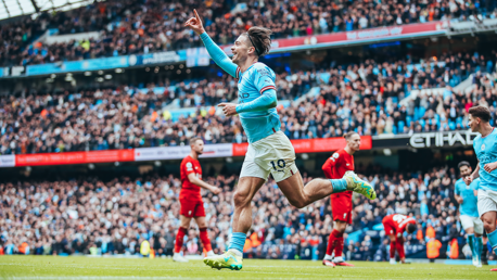 FANTASTIC FOUR: Grealish scores the fourth goal to secure the victory.