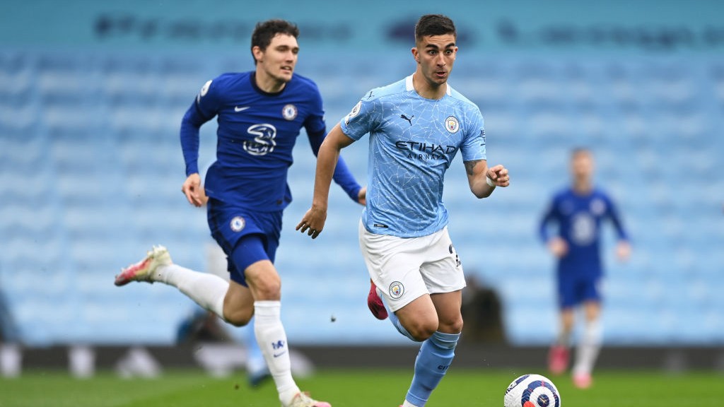 ACTION MAN: Ferran Torres runs at the Chelsea defence