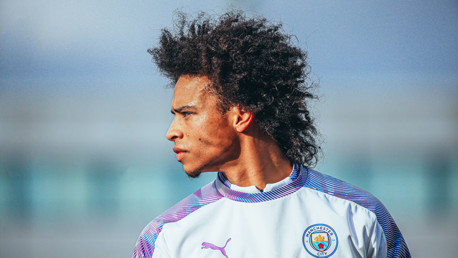 FOCUS TIME: Leroy Sane is a study in concentration as he makes his return to full training