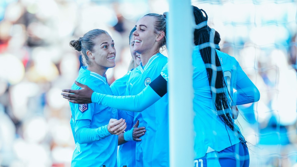 JOY AT THE JOIE : Her first home goal would follow soon after against Bristol City