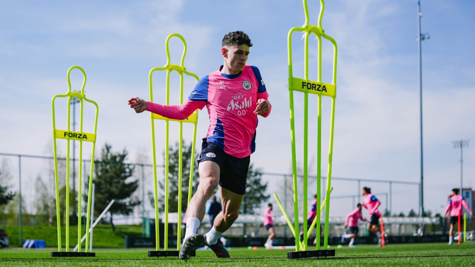 ACTION STATIONS: Phil Foden is a study in motion.