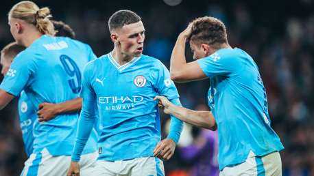 DEADLY DUO: Foden celebrates with Alvarez.