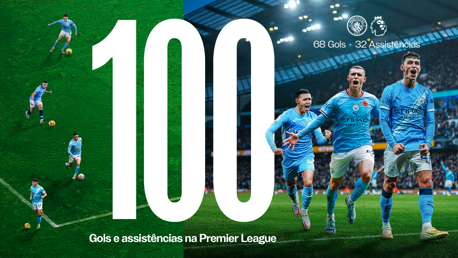 Foden chega a 100 participações em gols na Premier League 