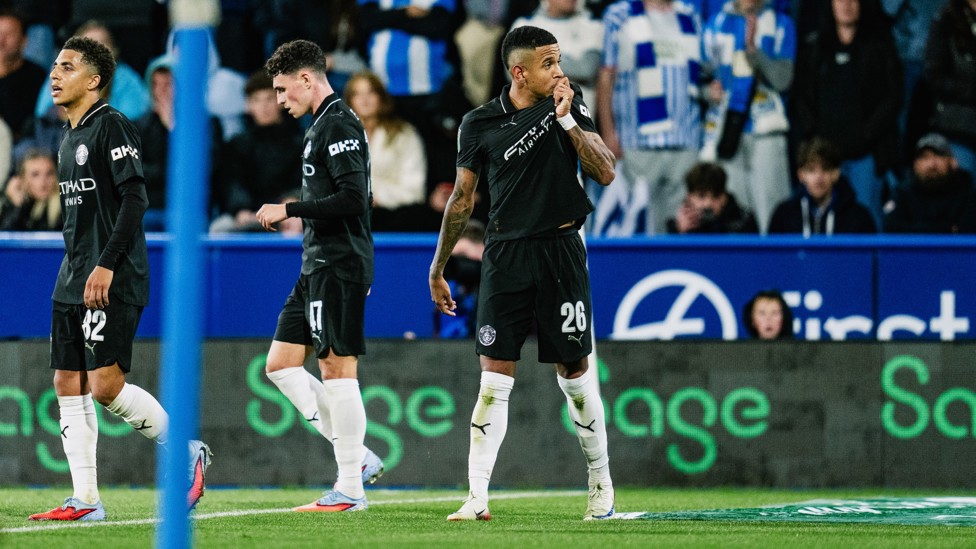 ALL FOR THE BADGE: Savinho kisses the Manchester City badge after scoring our second goal